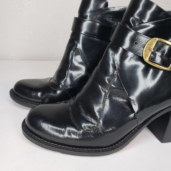 Arrichi Anthropologie Booties Black Patent Leather Heel Boots Womens Size 7 B - Picture 8 of 15